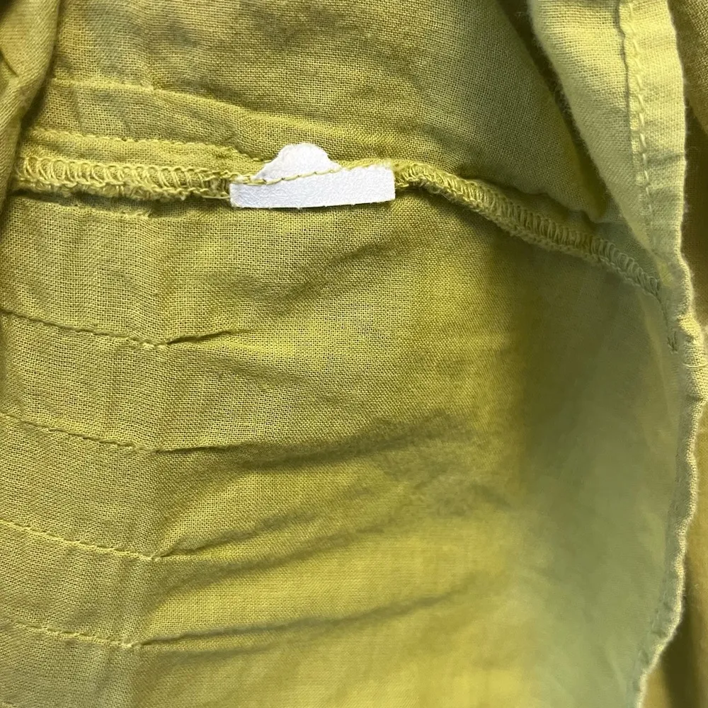 CP Shades Blouse Bright Neon Green V Neck Peplum Linen Top Sz M EUC - Image 7