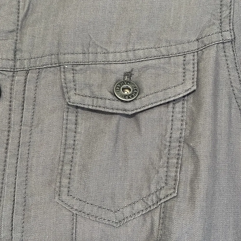 Tahari Tabari Denim Look Gray Lightweight Jacket Snaps Womens Medium - Image 11