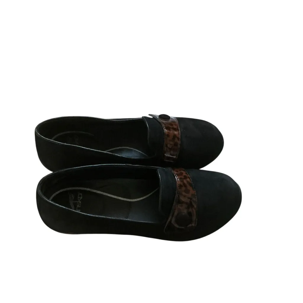 Dansko Olena black suede with tortoise pattern vampires strap slip on shoes 37 - Image 3