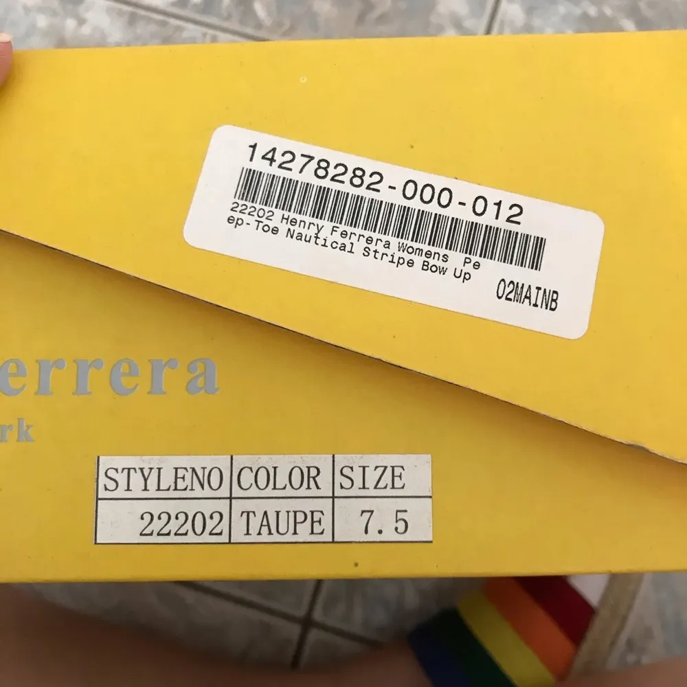 Peep Toe pumps Taupe Nautical Stripe Bow Henry Ferrera 7.5 NIB neutral heels - Image 8