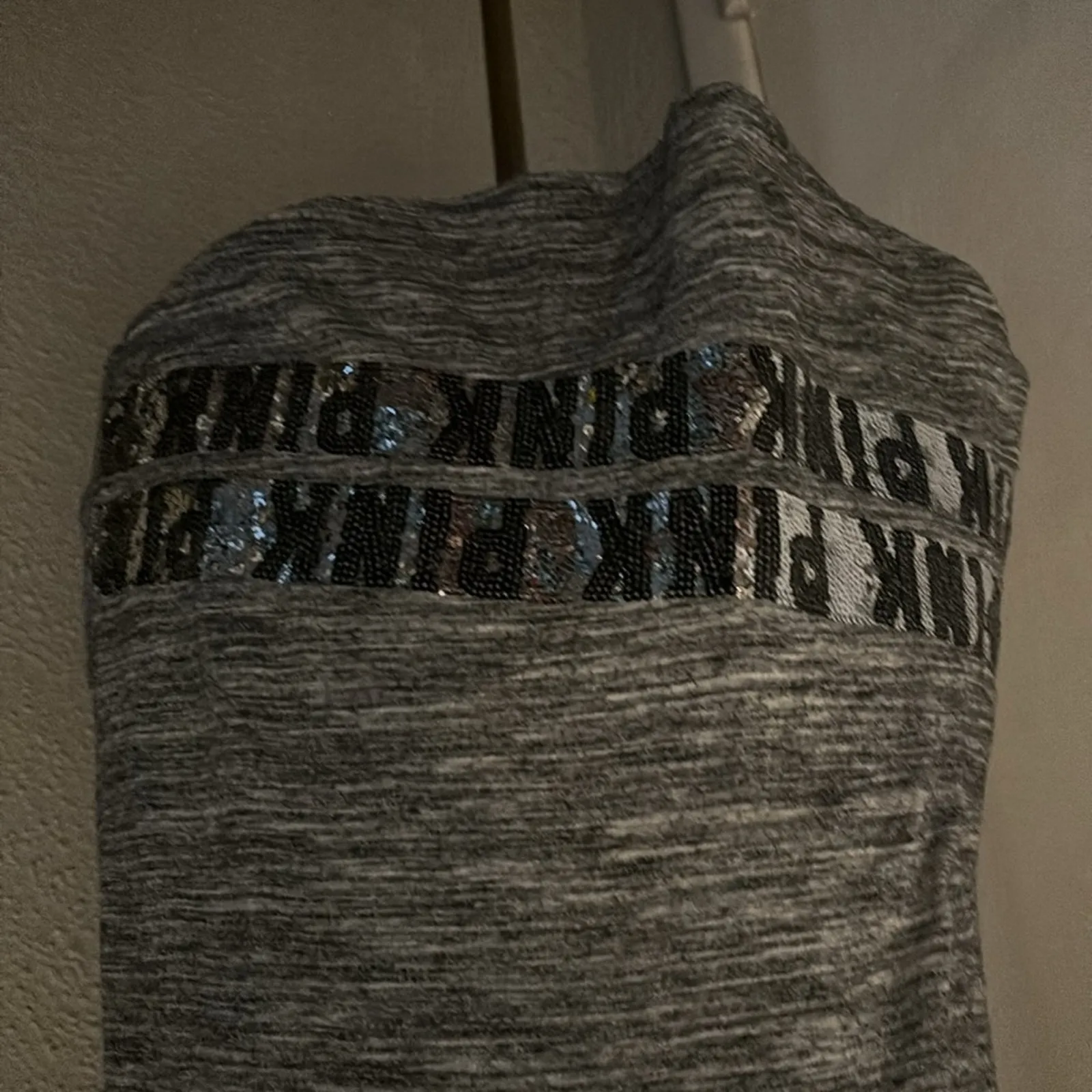 PINK Victoria's Secret Bling Sequin Grey Tank Top Logo S Activewear Sportswear - Image 8