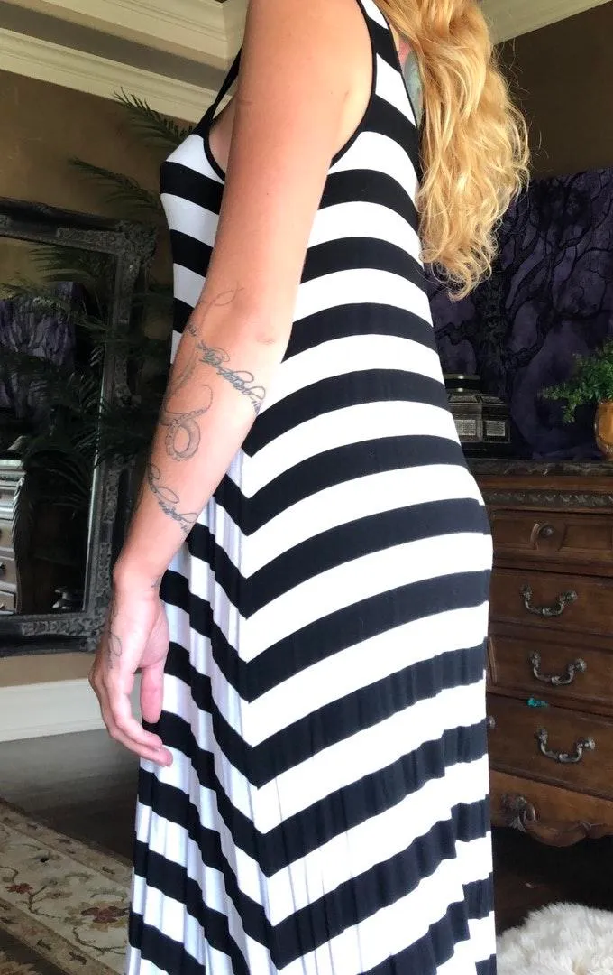 Sexy Striped High Low Maxi Dress - Image 2