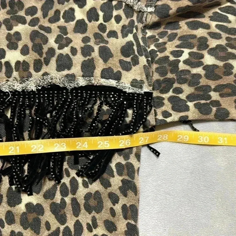 Leopard Print Jean Jacket Brown Size L - Image 10