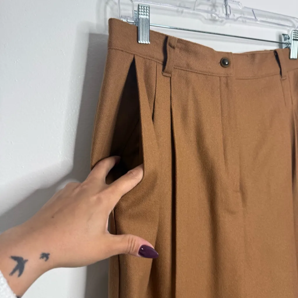 NWOT Sag Harbor Brown/Tan 100% Pure Wool Pleated Front Dress Pants Size 14 Tan - Image 3