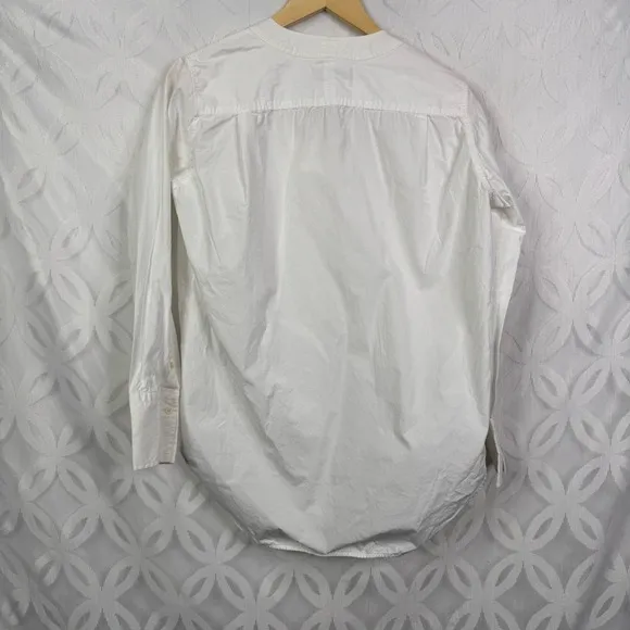 Everlane The Oversized Poplin Shirt White V Neck Long Sleeve Button Up Tunic Top - Image 7