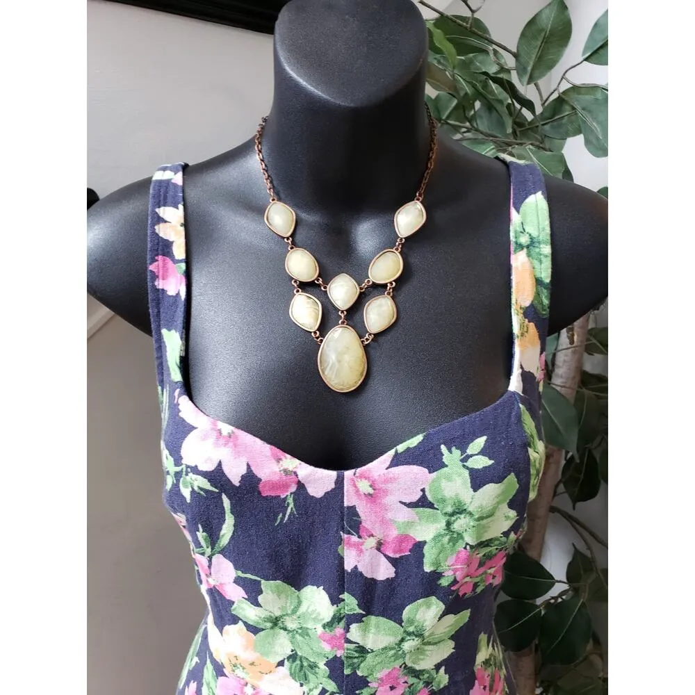 Old Navy Long Maxi Dress Women's Size M Blue Floral Sweetheart Neck Sleeveless - Image 2