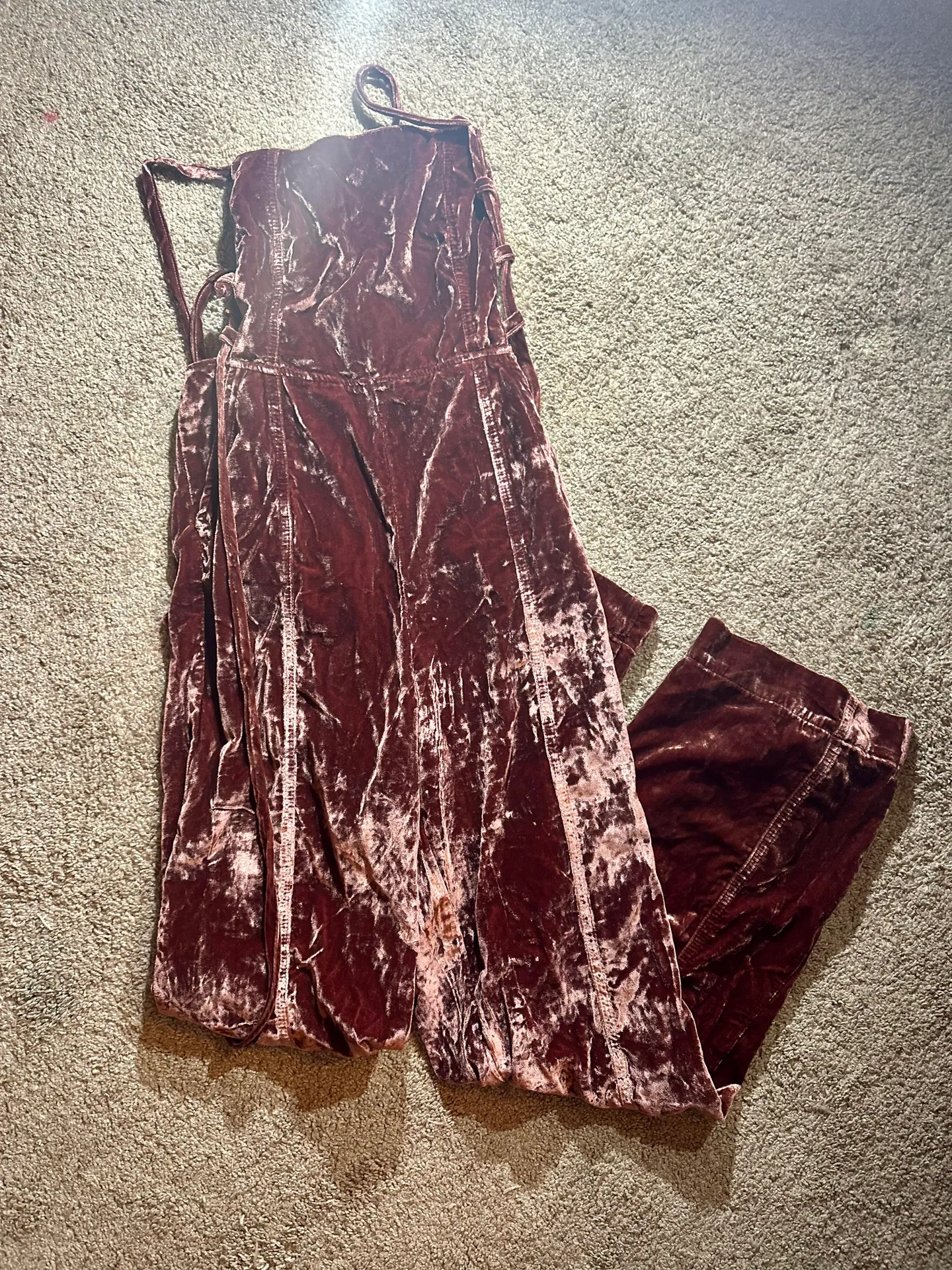 90's Forever Tie Side Velvet Overalls - Image 7