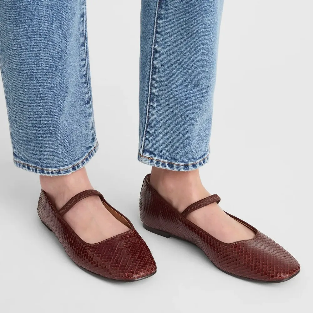 NEW Madewell Sz 10.5 Greta Leather Mary Jane Flats Stained Rosewood Brown NX100 - Image 3