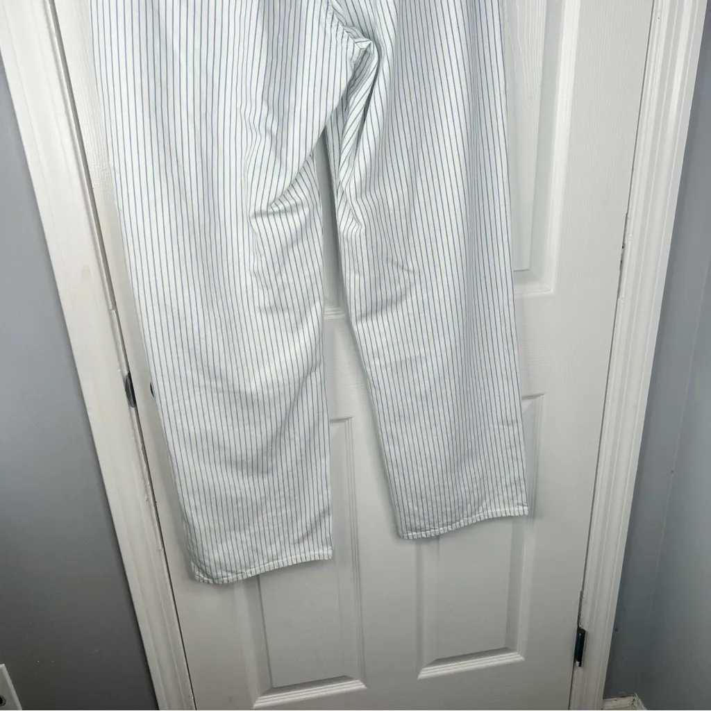 Sz 31 Long Abercrombie & Fitch $110 MSRP NWT White & Blue Striped WIDE leg Jeans - Image 8