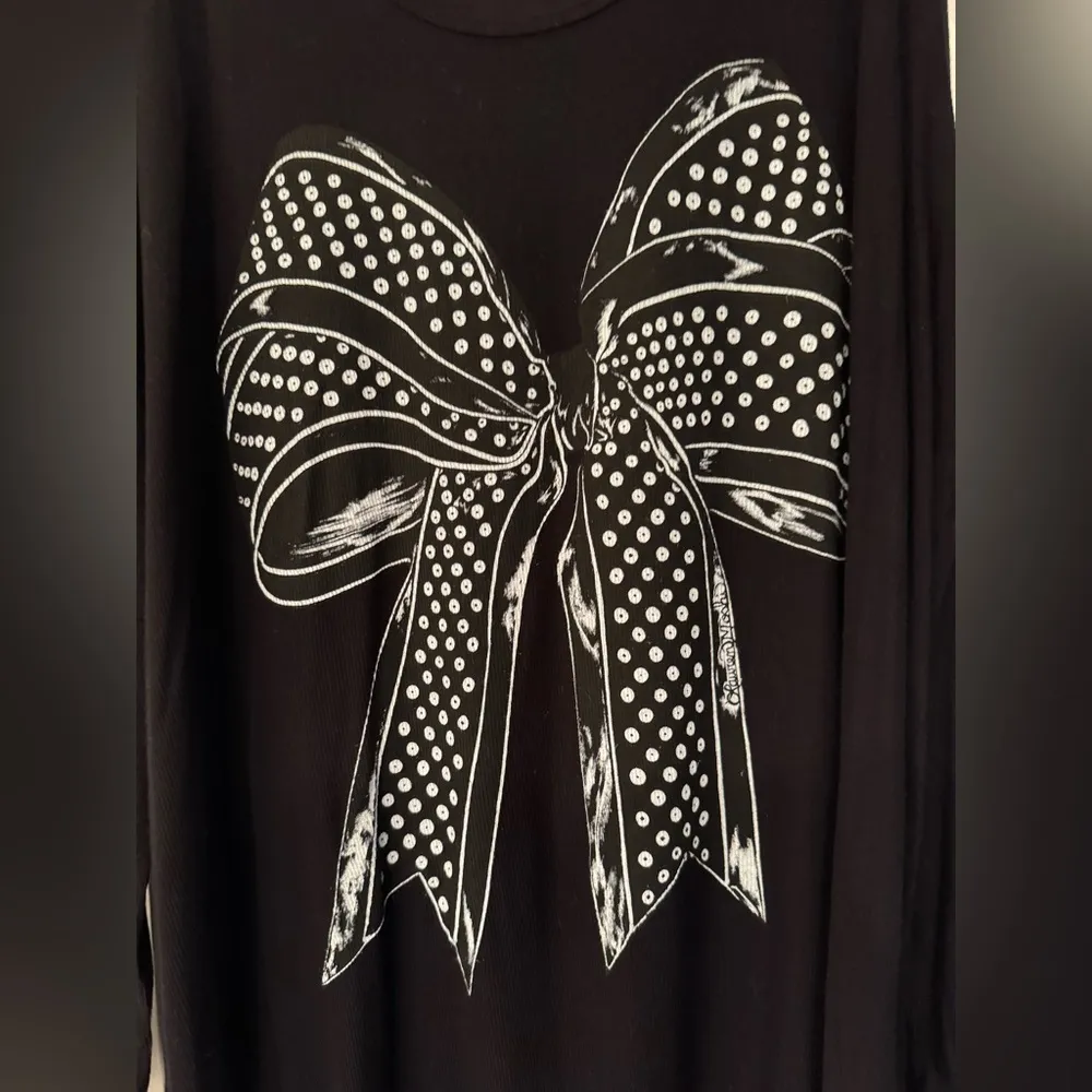 Lauren Moshi Polka Dot Bow Natalie Tunic Shirt Women’s Black Size Small - Image 5