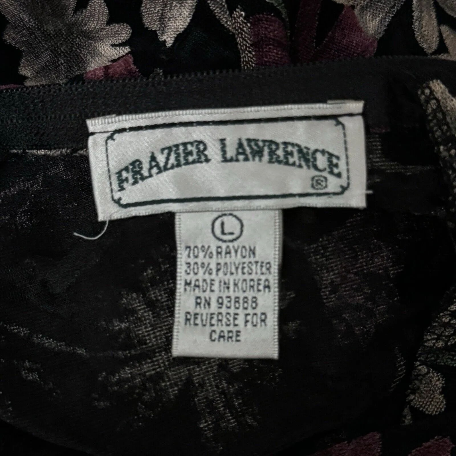 Frazier Lawrence‎ Shirt Womens Large Black Pink Floral Burnout 2000s Y2K Vintage - Image 7