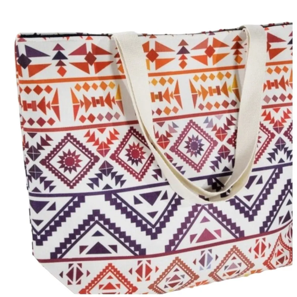 VIBRANT ETHNIC PRINT TOTE BAG WITH SHOULDER STRAPS 20X15X5 - Image 6