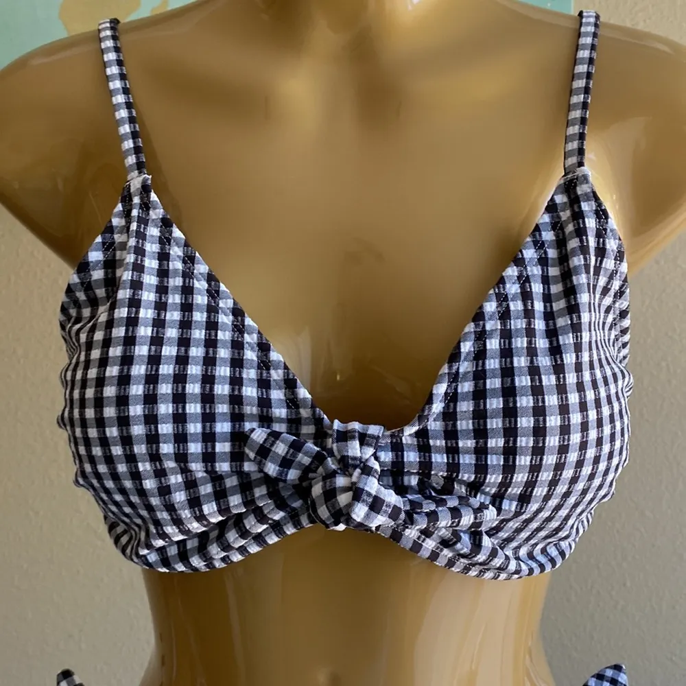 Large black and white gingham two piece bikini retro style - Image 2