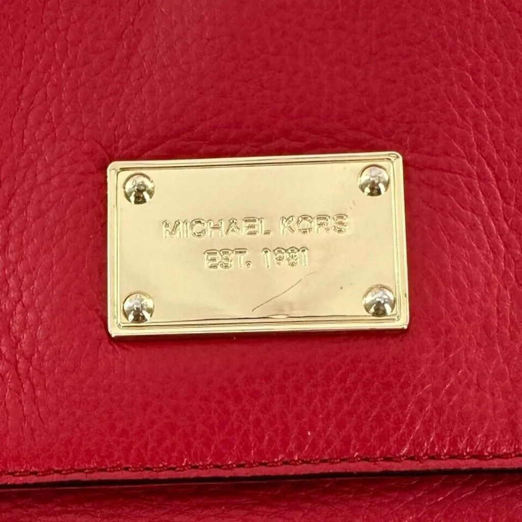 Michael Kors Red Pebbled Leather Envelope Clutch Shoulder Bag - Image 2