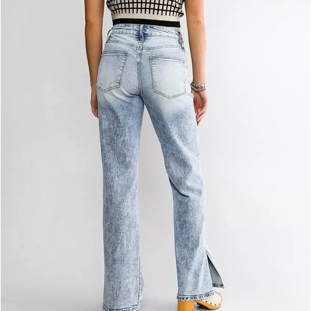 Gilded Intent NWT 90's Split Hem Wide Leg Stretch Jean w/ Button Fly - Image 2