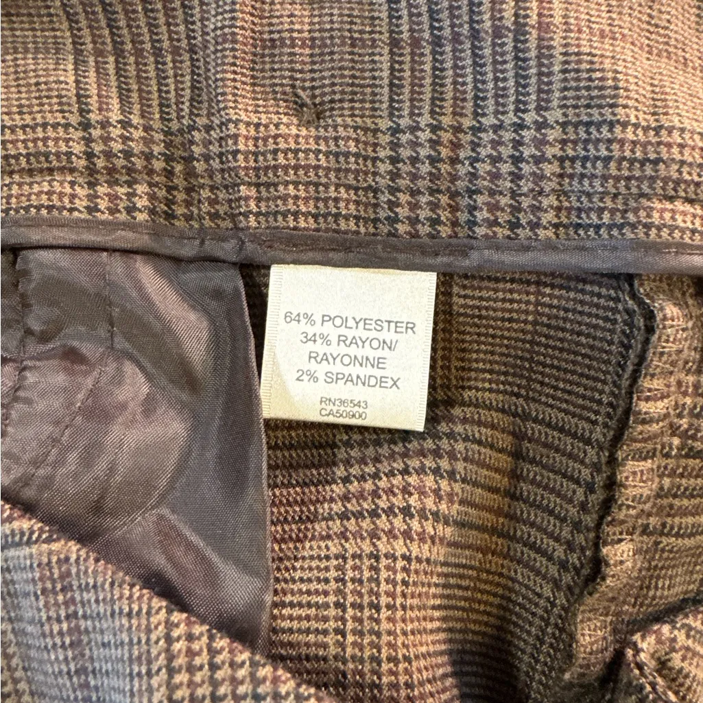 Van Heusen Women's Tan Houndstooth Wide‎ Leg Pants - Image 6