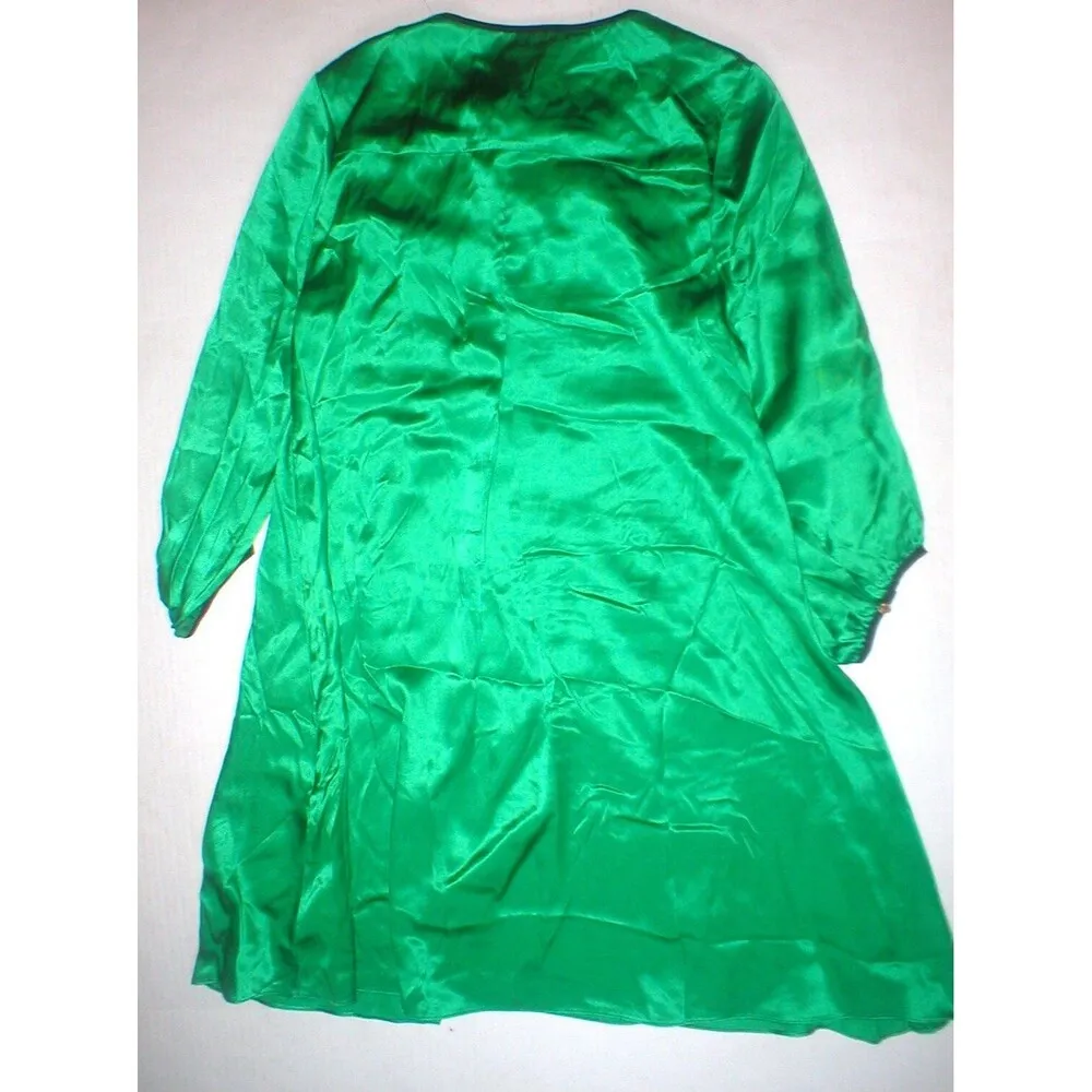 New $298 Juicy Couture Dress Short Womens S Silk Green Black Gold Buttons Keyhol - Image 9