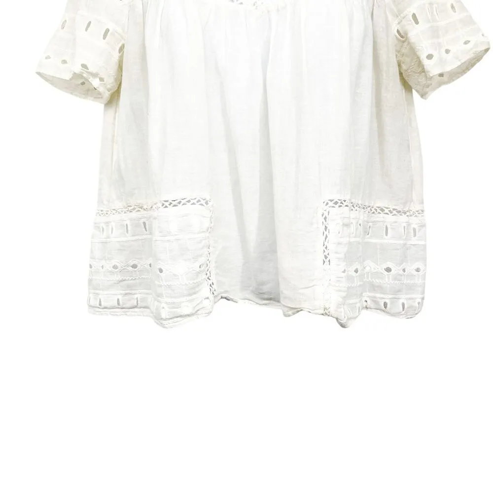Zara trf Lace Eyelet Cottagecore Flowy Cropped Cutout Blouse Top Shirt XS - Image 5
