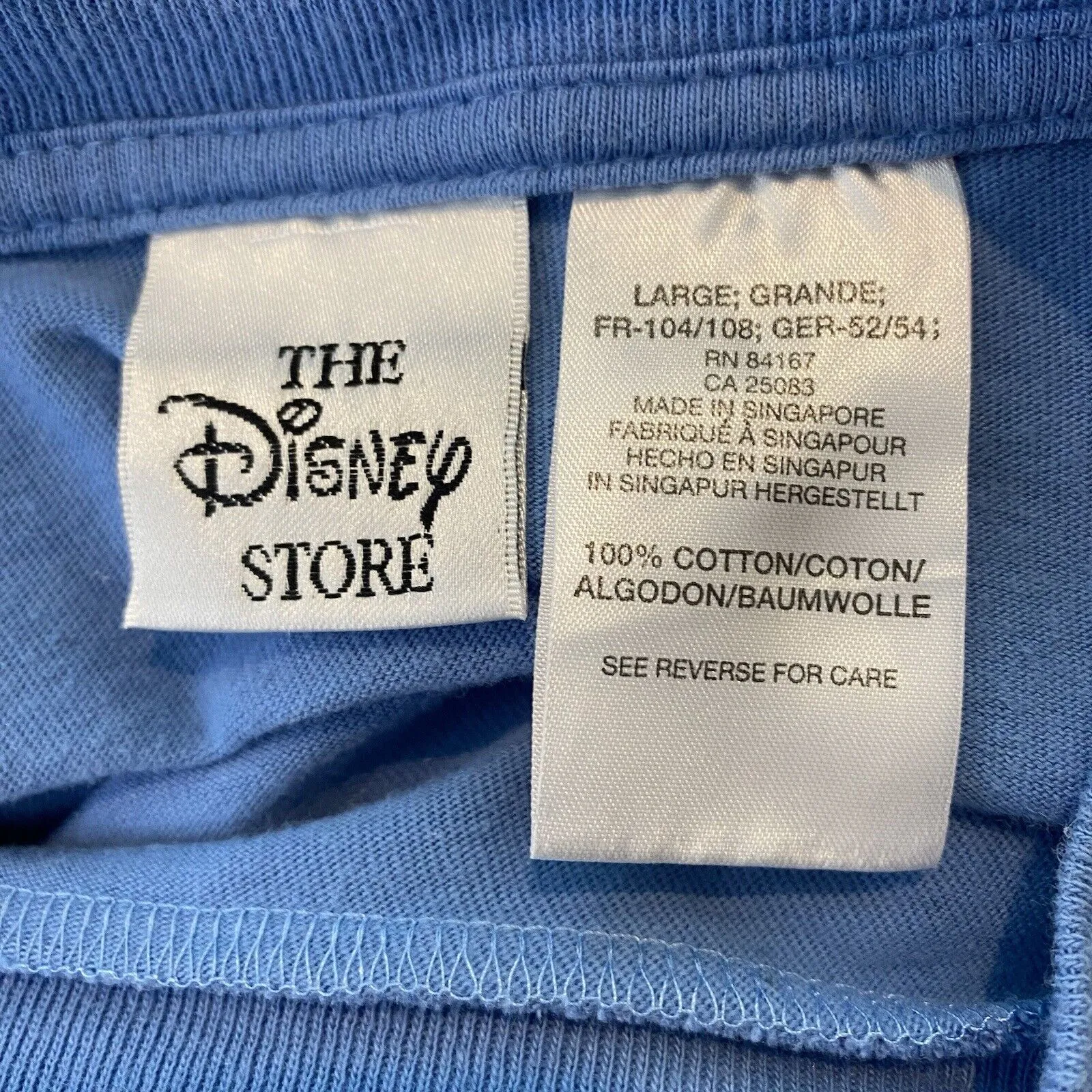 Vintage Disney Seven Dwarfs Dopey Tee Blue Striped Short Sleeve Sz Large - Image 4