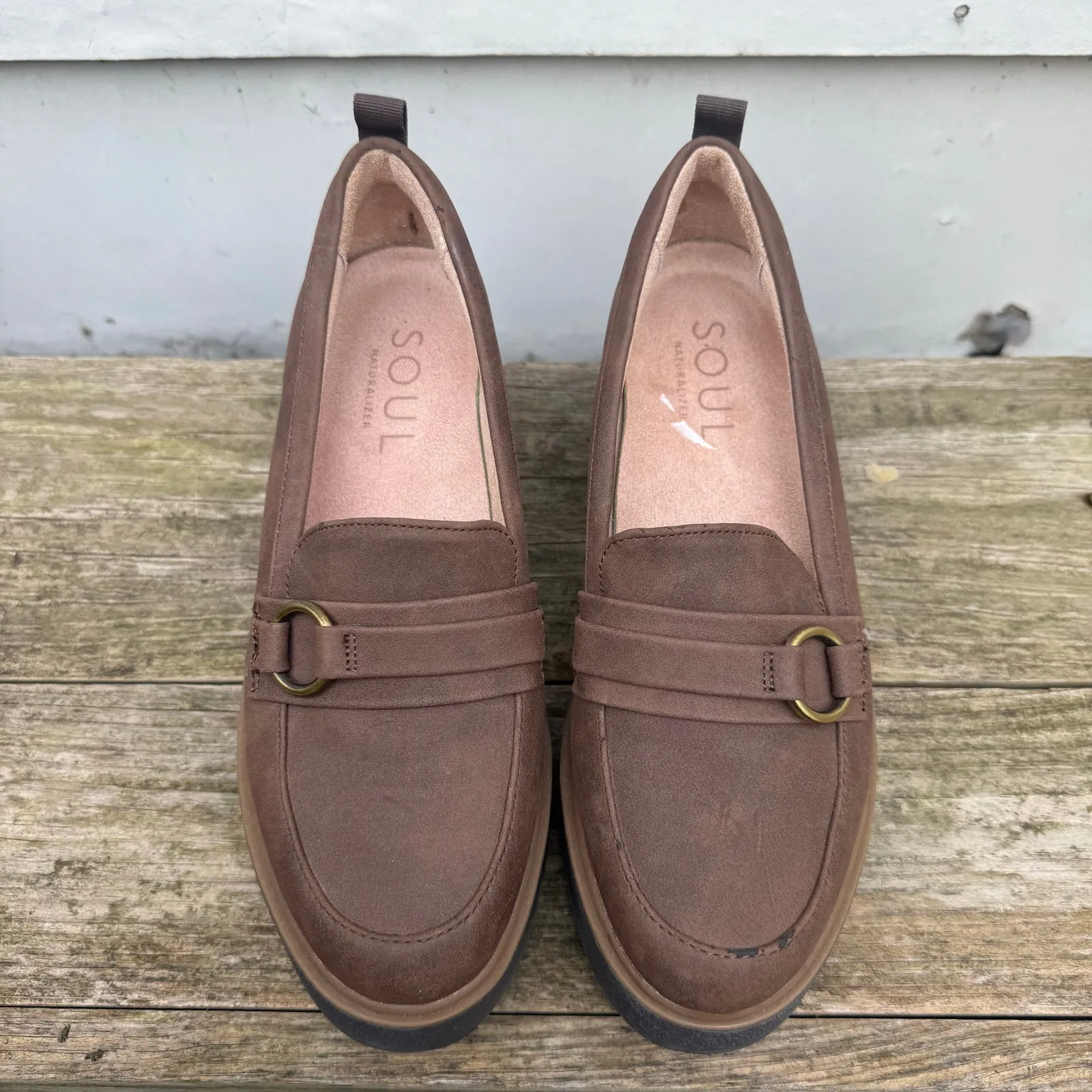 Naturalizer Soul Joyla Platform Lug Wedge Loafers Brown Synthetic Loafer 7.5M Size 7.5 - Image 3