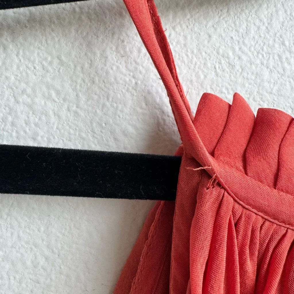 Carolina K 100% Silk High Neck Ruffle Swing Tank Feminine Flirty Top Size Small Black - Image 5