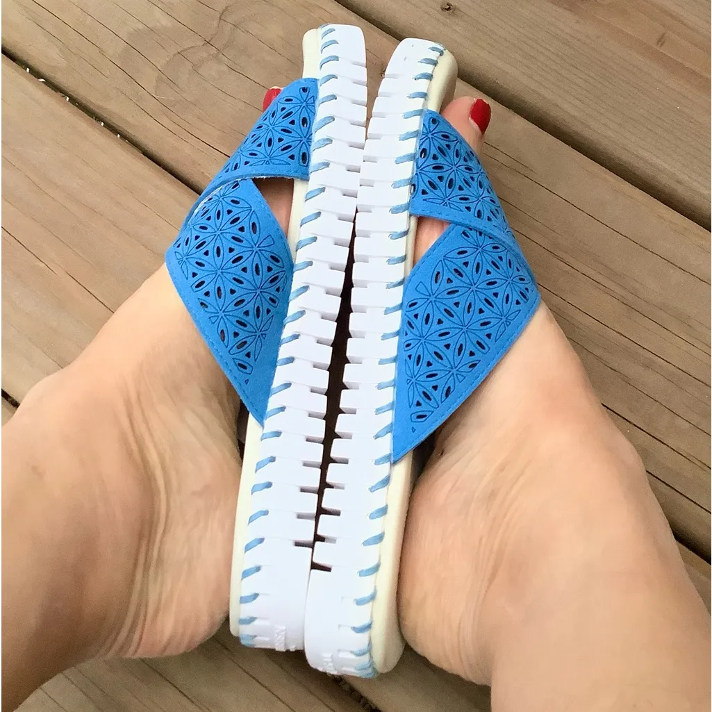 Ilse Jacobsen Tulip cross band slip on sandals 💙💙 Blue Size 10 - Image 4