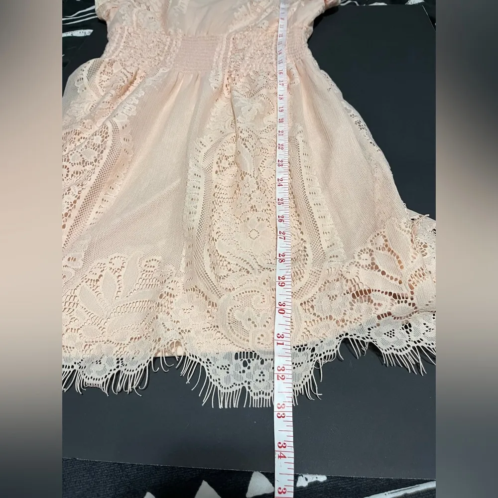 PINKY Boat Neck Lace Short Sleeve Ruched Mini Dress Women’s Sz M NWOT Size M - Image 7