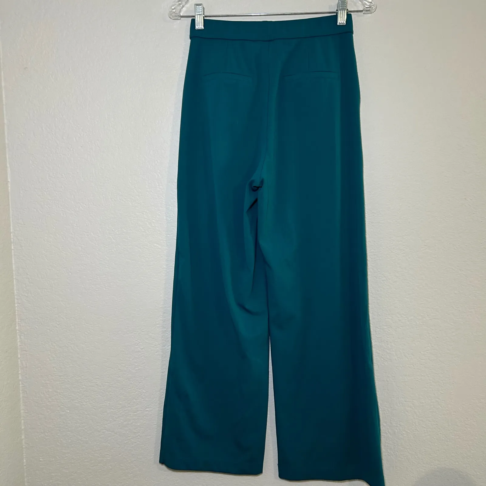 Halara Teal Blue wide leg pleated pants women's small career office comfy active - Image 4