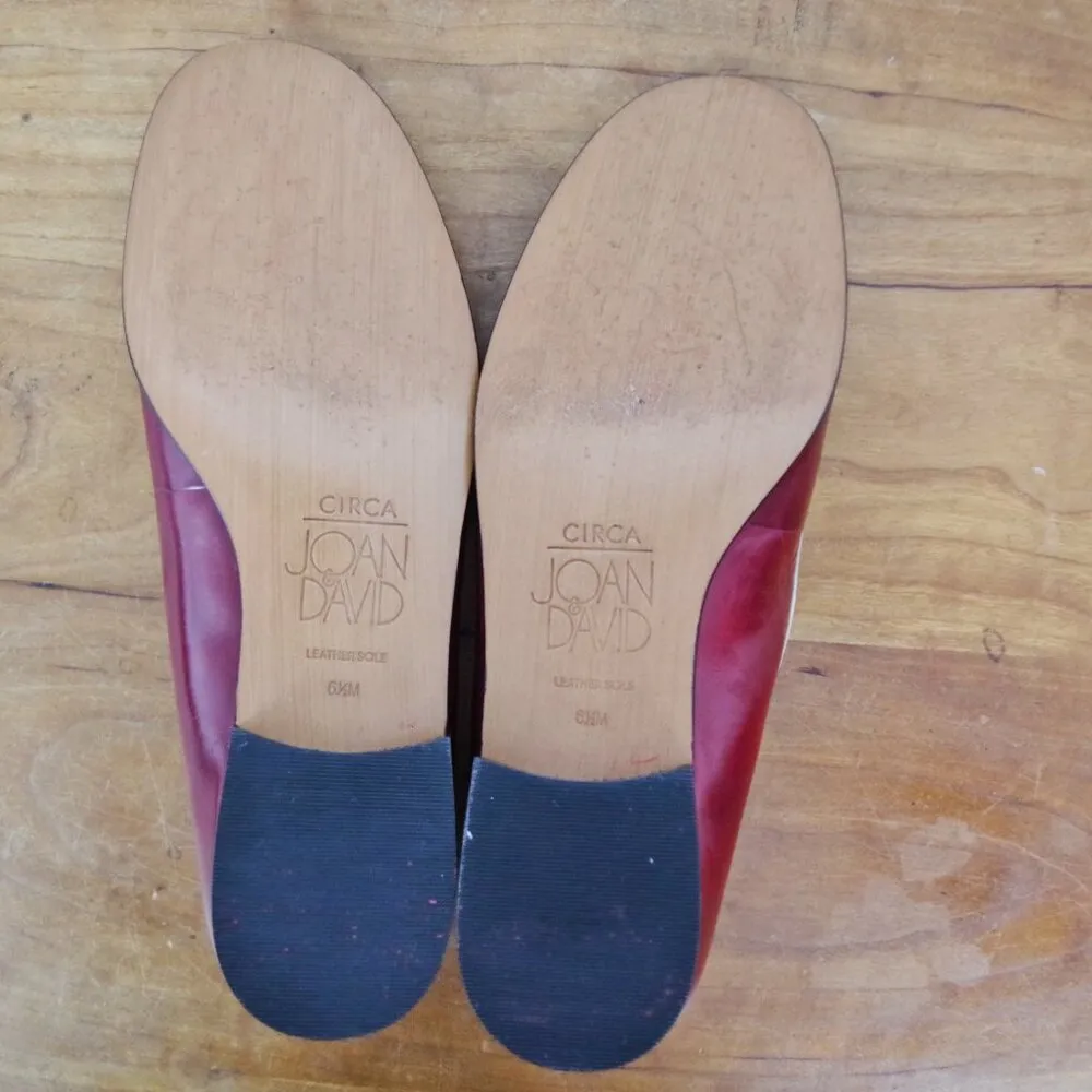 NOS Joan & David Red Leather Bow Front Flats Size 6.5M - Image 4