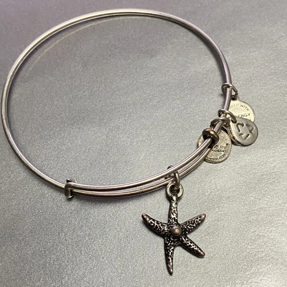 Alex And Ani Starfish Bangle Bracelet Silver-Tone Expandable Adjustable Boho Sea - Image 3
