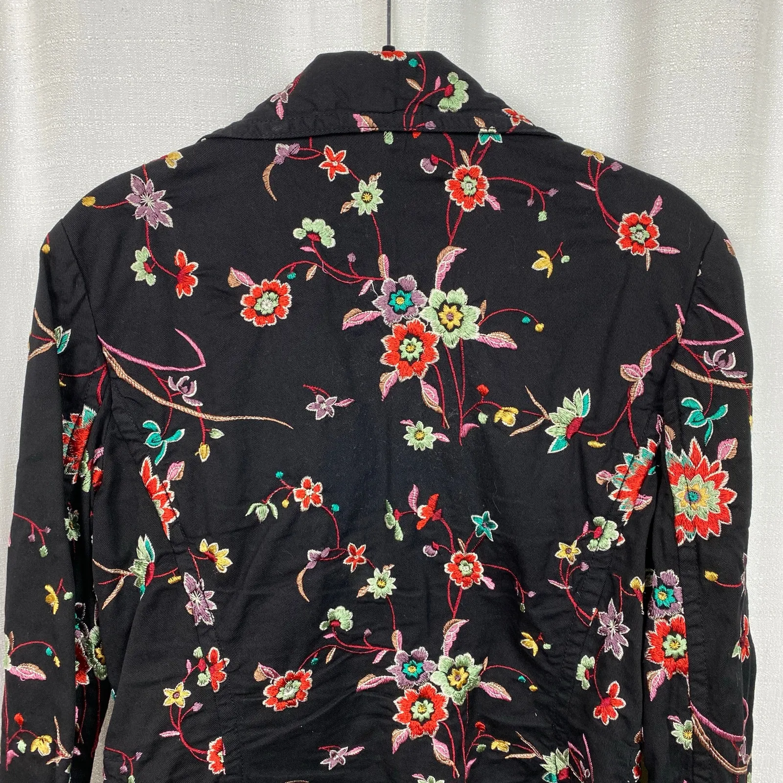 Johnny Was Black Embroidered Floral Button Front Blazer Jacket Sz.S - Image 9