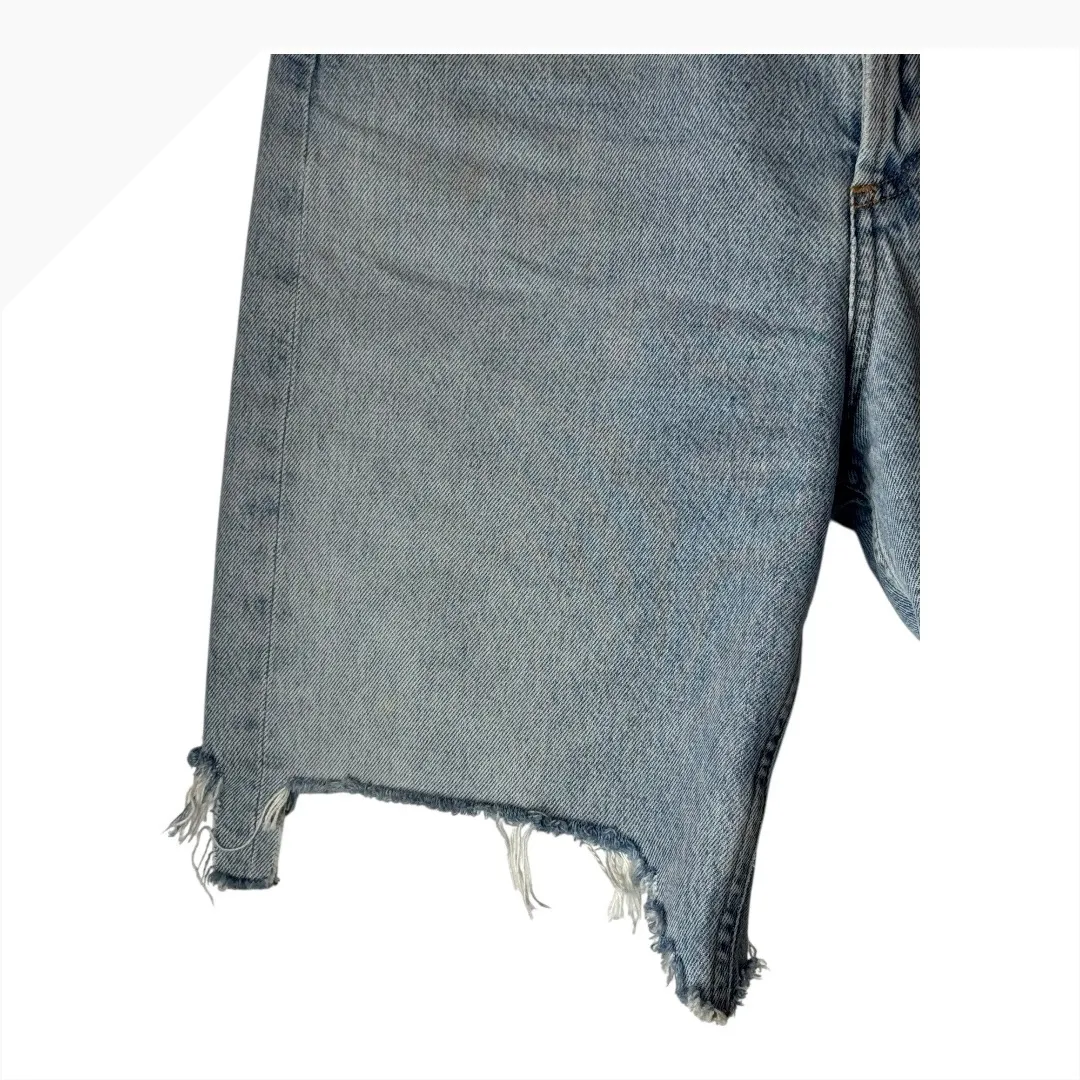 AGOLDE Shorts Women Size 26 Blue Light Wash Denim Chewed Hem Indra‎ Jean Shorts - Image 5