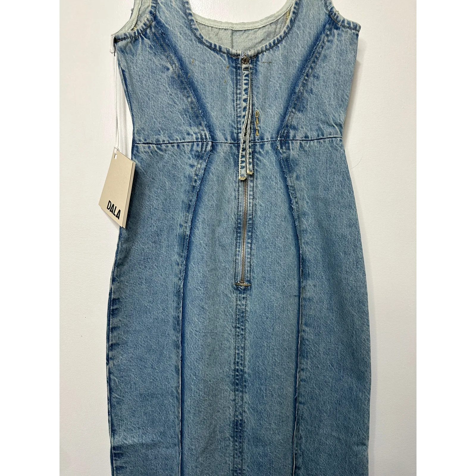 Dala On Tap Midi Paneled Denim Dress Canyon Blue Size 24 NWT Organic Cotton - Image 11