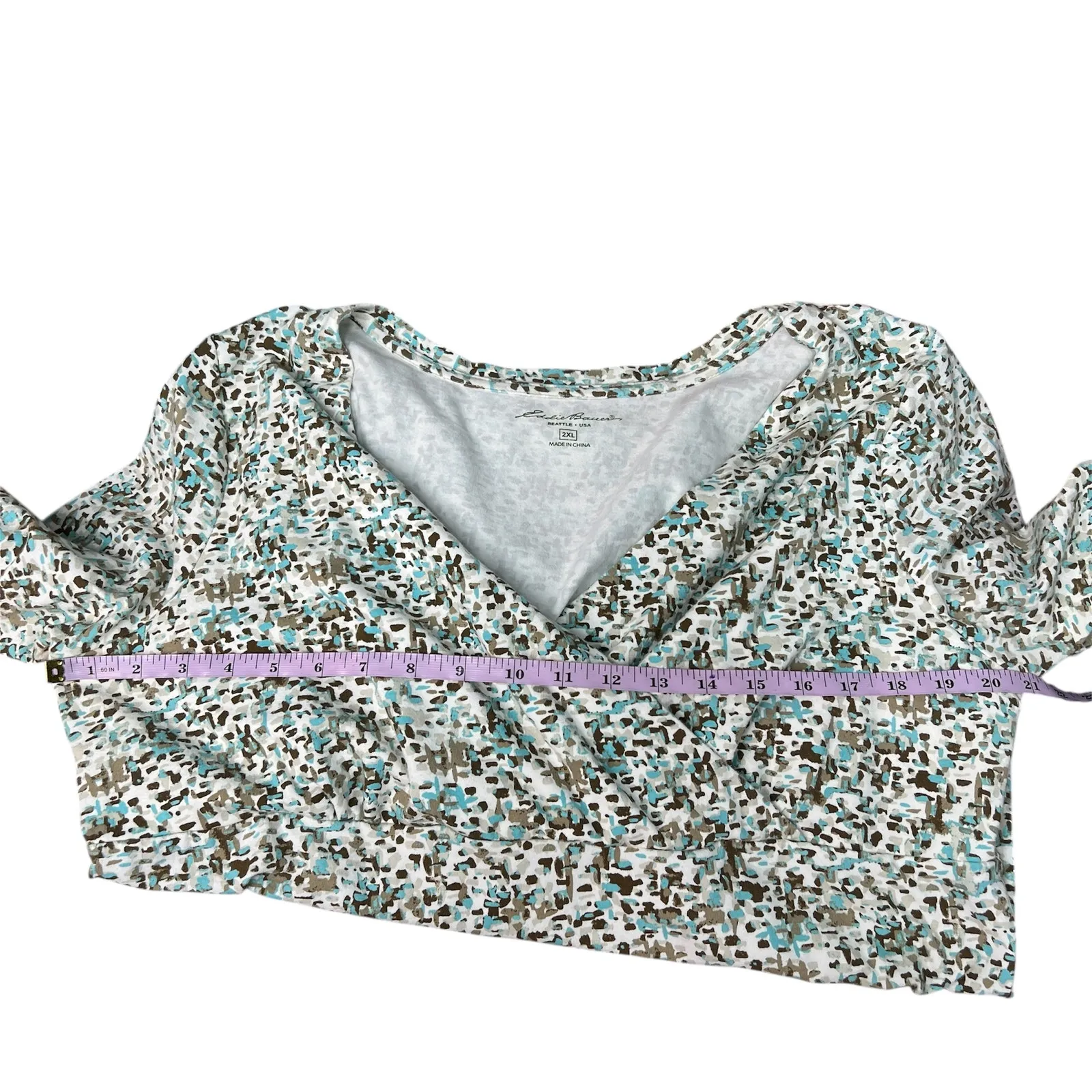 Eddie Bauer Babydoll Top Womens 2XL Cross Over Neck Cotton Stretch Workwear - Image 10