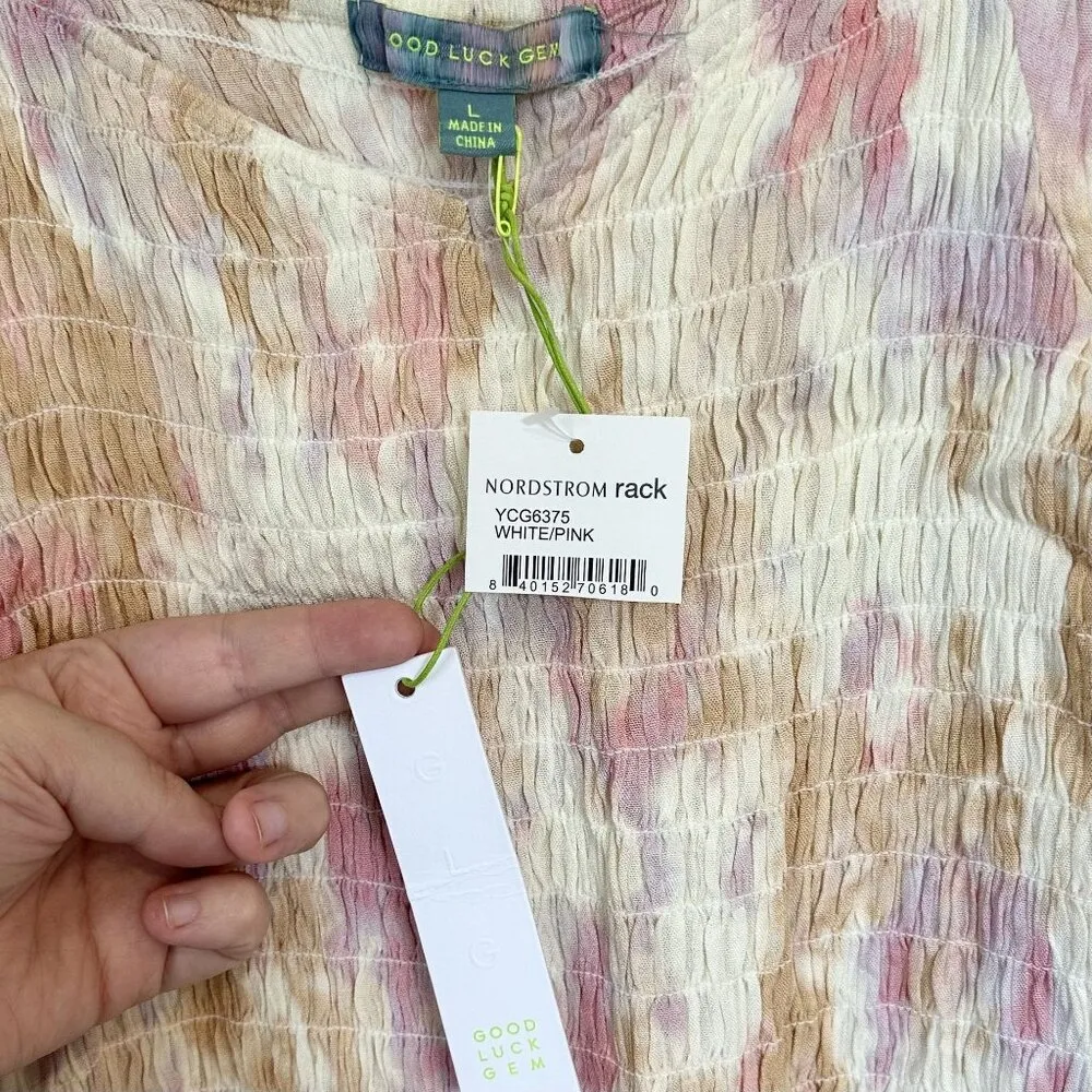 NWT Good Luck Gem Pastel Tie Dye Top - Size: Large - Image 3