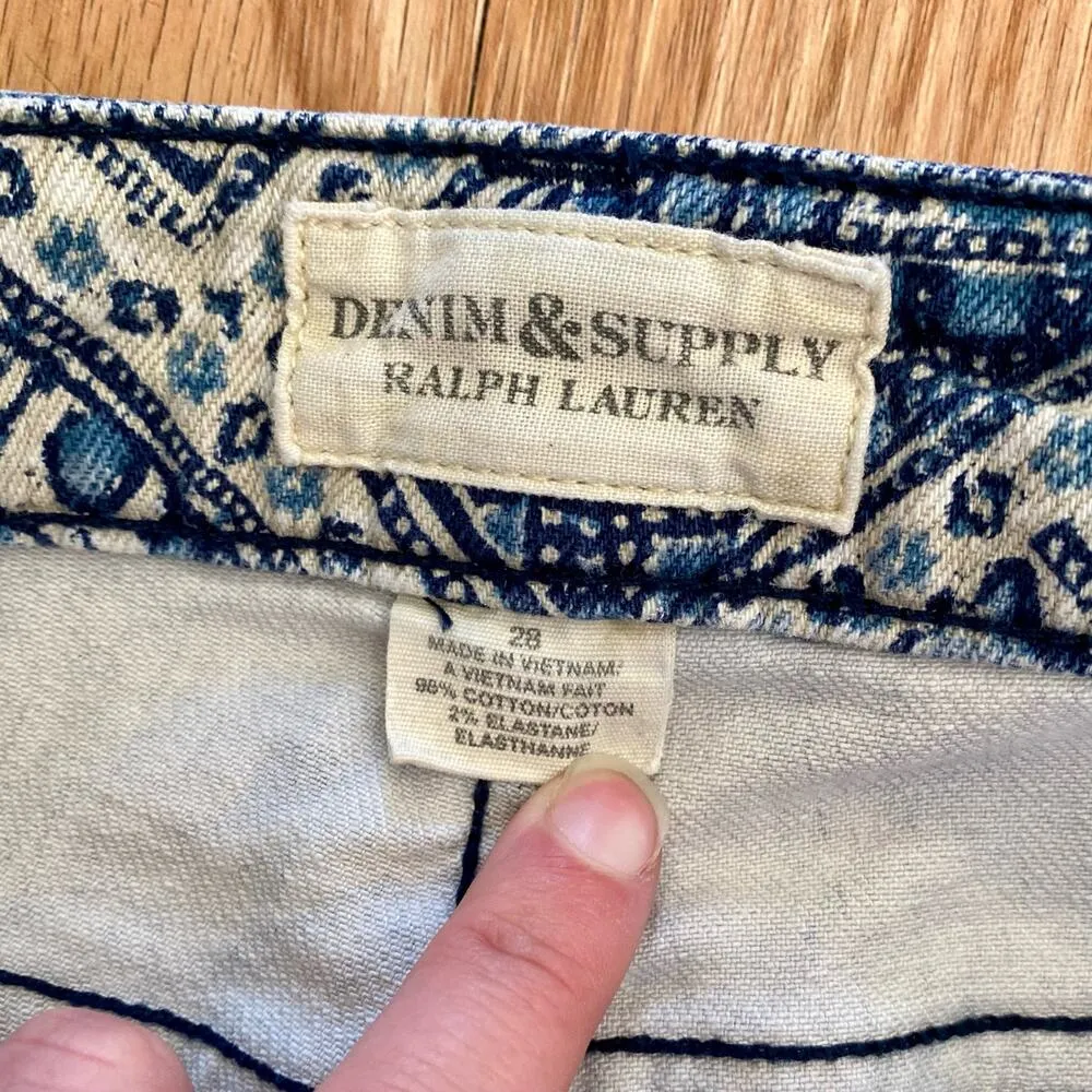Ralph Lauren Denim & Supply Blue Paisley Maximalist Jeans Pants Womens 28 - Image 13