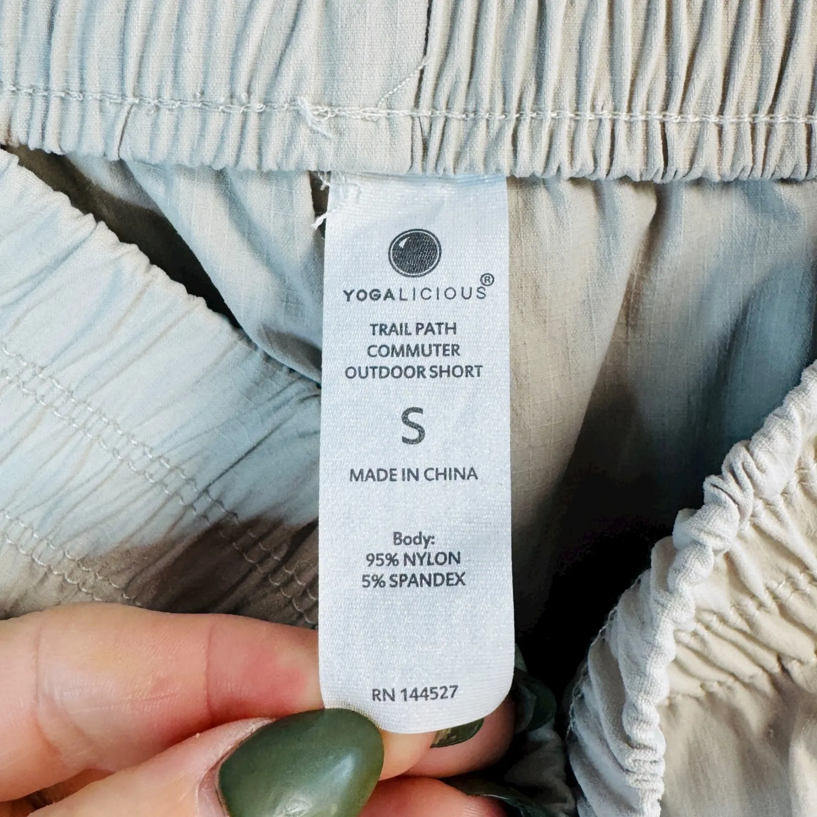 YOGALICIOUS Trail Path Commuter Outdoor Shorts Beige Cargo Elastic Waist Women S - Image 3