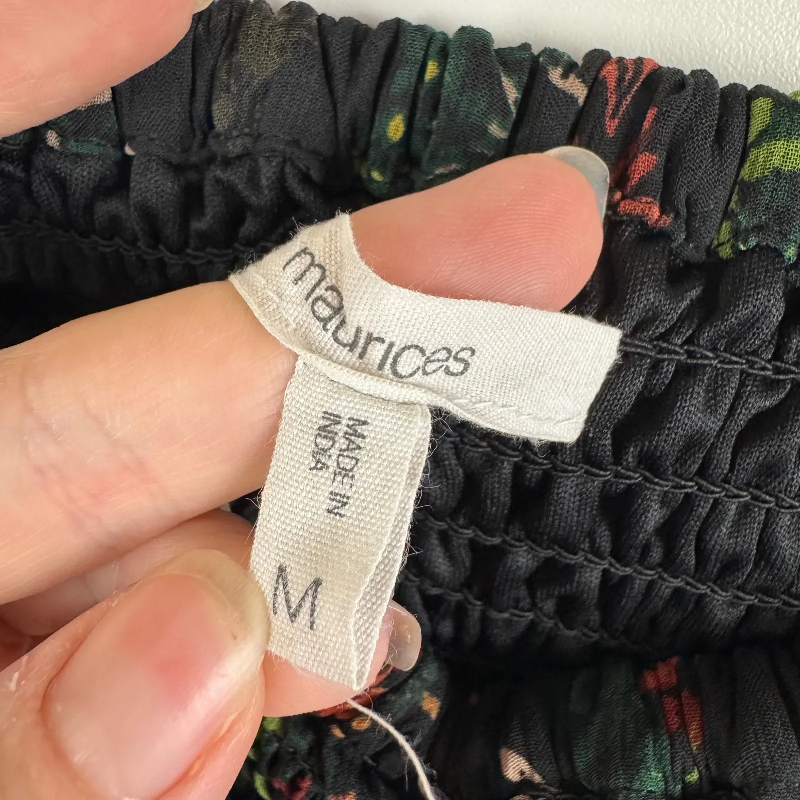 Maurices Arbor Floral Smocked Dress Medium Long Sleeve Sheer Boho Babydoll Flowy - Image 8