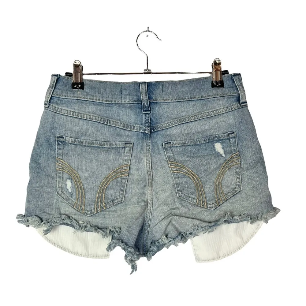 Hollister Light Wash Distressed Cut Off Denim Shorts 5/27 - Image 2