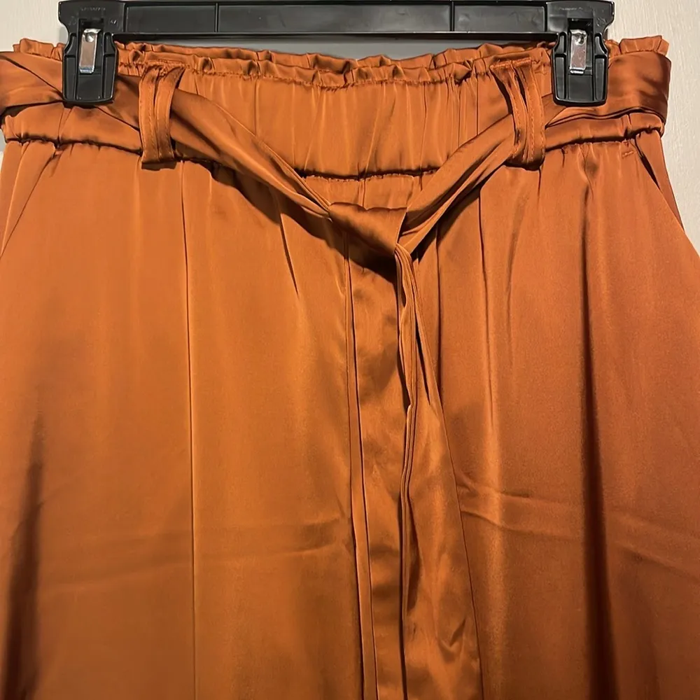 Joie- Orange Rust Wide Leg Palazzo Style Pull On Elastic Waist Dress Pants - S - Image 4