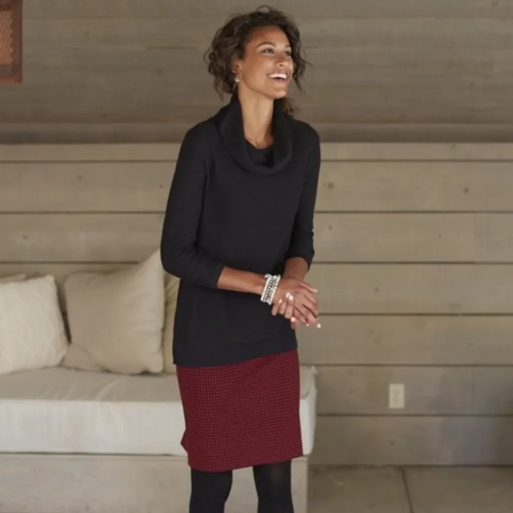 NWT J.Jill Ponte Plaid Mini Skirt Red Gingham Houndstooth Size XS - Image 2