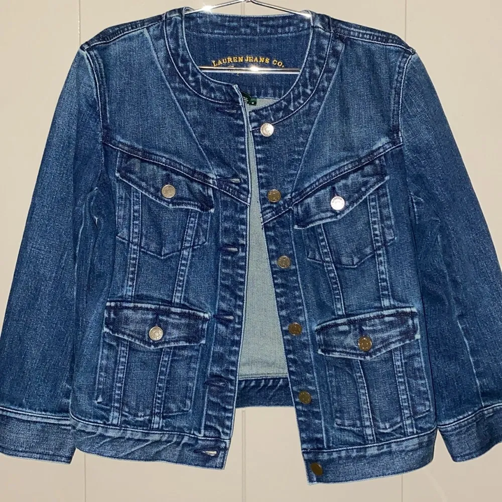 Vintage Ralph Lauren Jean Jacket Women’s Size M RL Denim Band Collar Jacket Blue Size M - Image 6