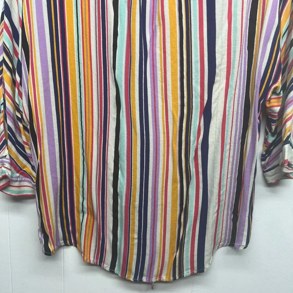 Blue Pepper Multicolor Striped 3/4 Sleeve V - Image 8