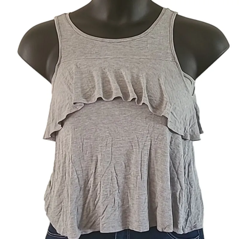 Tucker + Tate  Women's Gray Ruffle Sleeveless Tank Top - Size Large EUC - Image 2