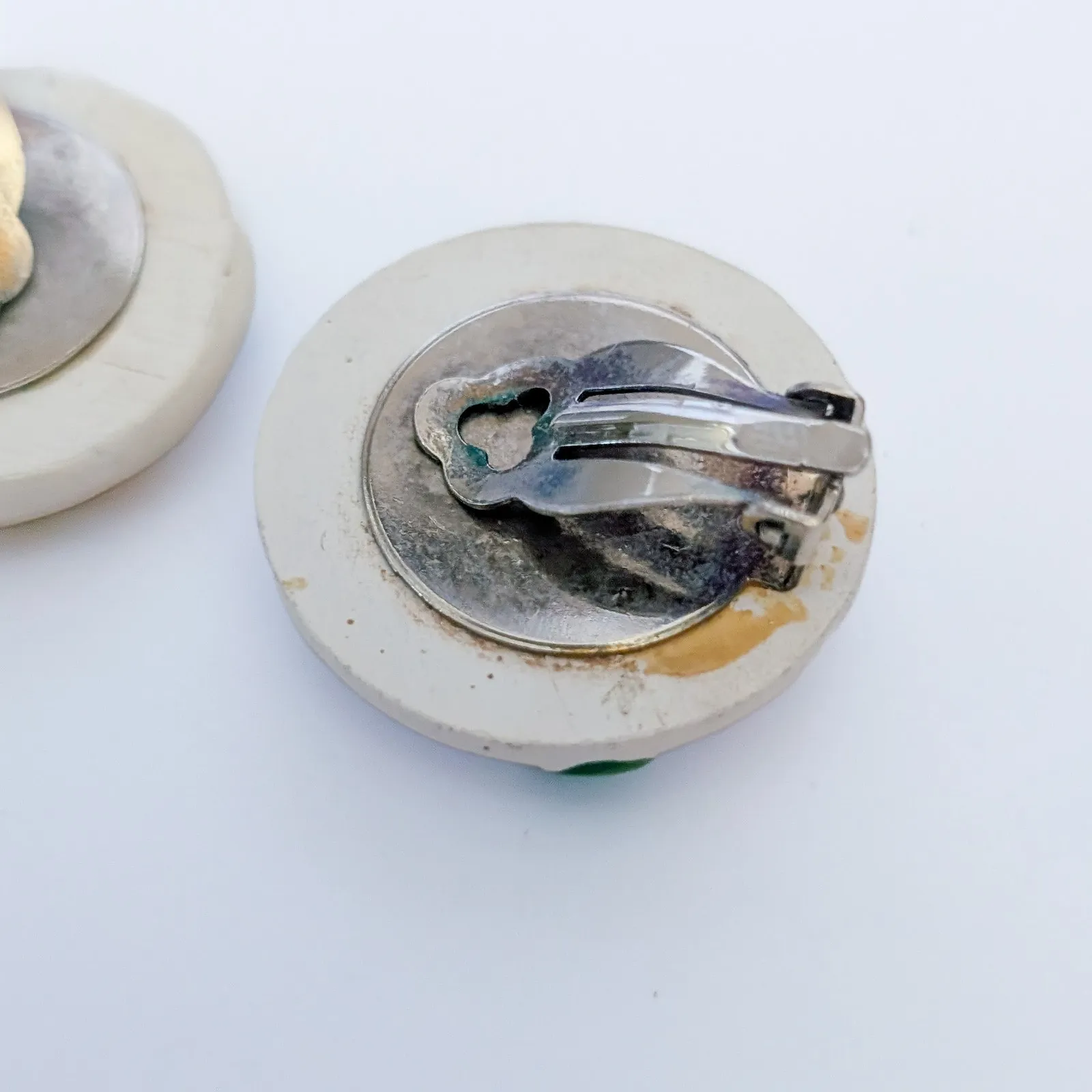 Vintage Clip On Earrings Whimsical Large Artsy Flower Design 1 & 1/8" - Image 7