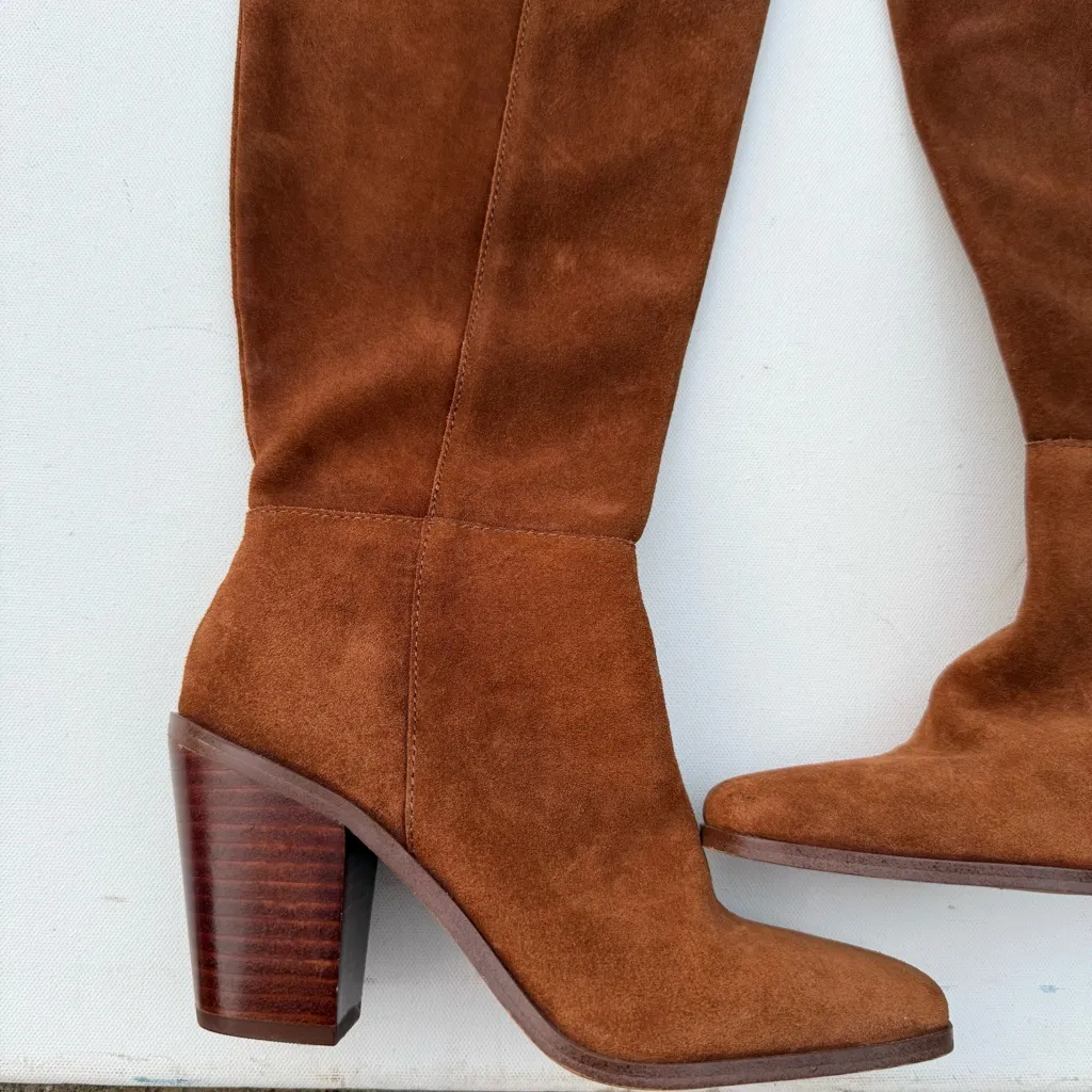 Jessica Simpson Womens Shoes Boots Brown Suede Knee High Stacked Heel Size 5 - Image 4