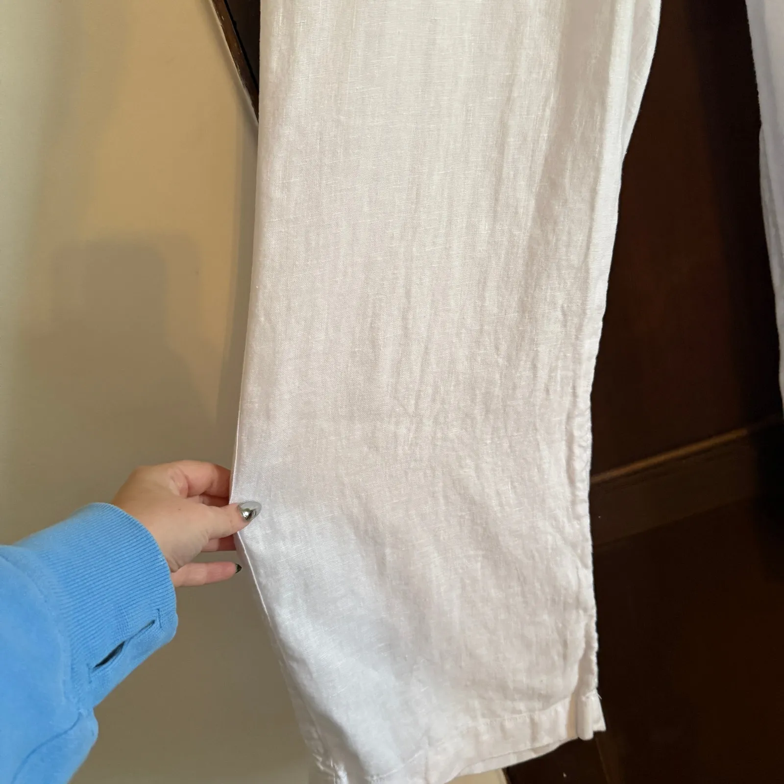 ATHLETA | Cabo White Linen Wide Leg Pants | Size 14 Resortwear Beach Pants - Image 3