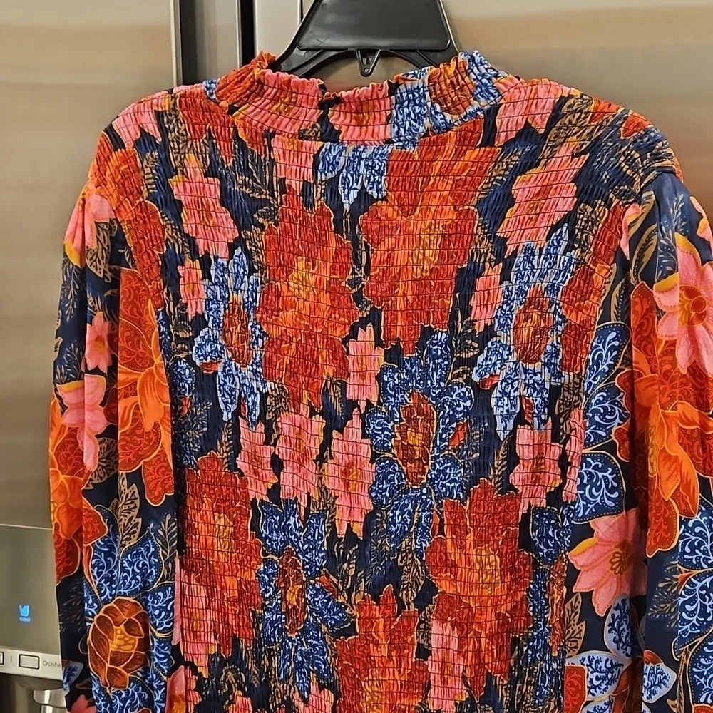 💕FARM RIO💕 Garden Navy Smocked Blouson-Sleeve Mini Dress Medium M NWT - Image 14