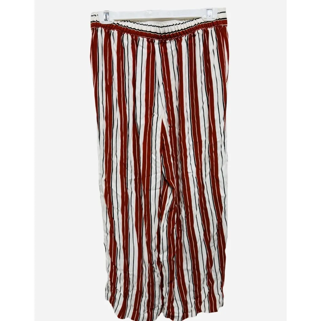 LOFT Women's Striped Culottes Wide Legs Crop Pants Size Small Elastic Waistband - Image 4