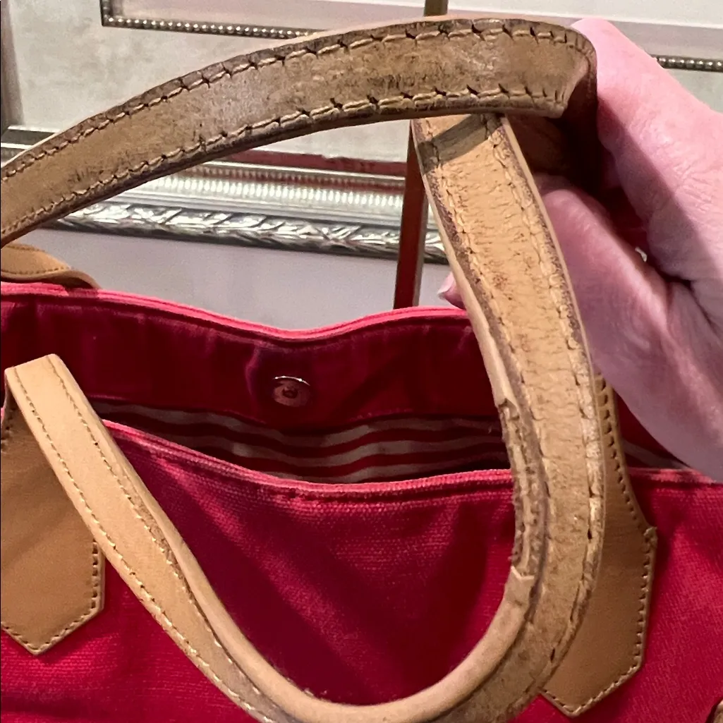Tory Burch Red Tote with Tan Handles - Image 6